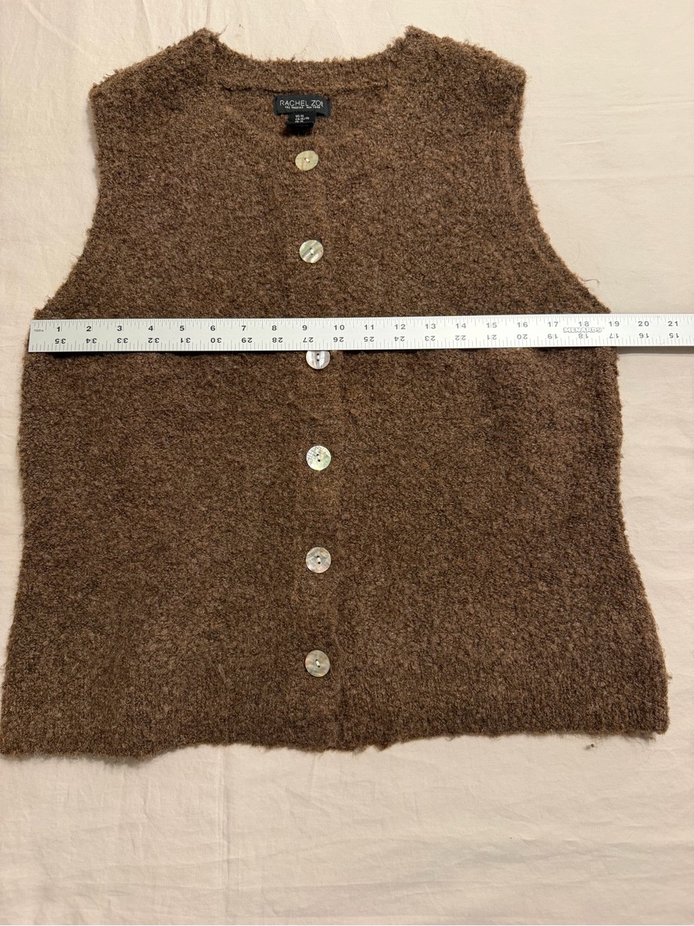 Rachel Zoe Button Front Sweater Vest XL Brown - Picture 8 of 8